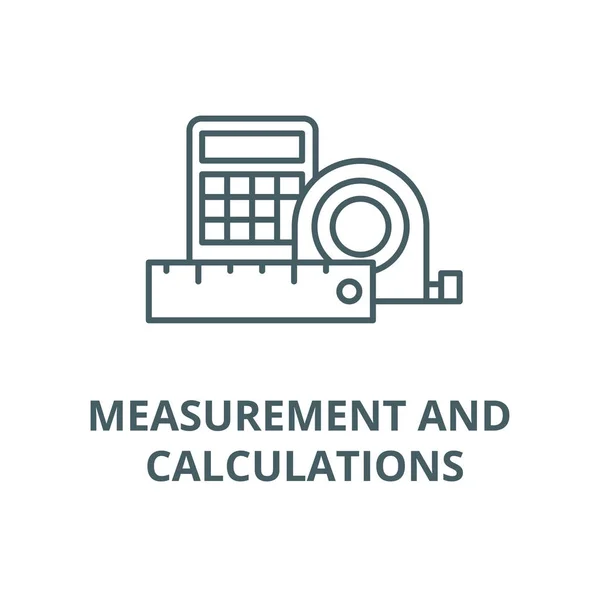 Medición y cálculos vector línea icono, concepto lineal, signo de contorno, símbolo — Vector de stock