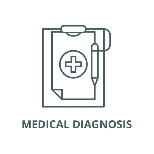 Medizinische Diagnose Vektor Liniensymbol, lineares Konzept, Umrisszeichen, Symbol — Stockvektor