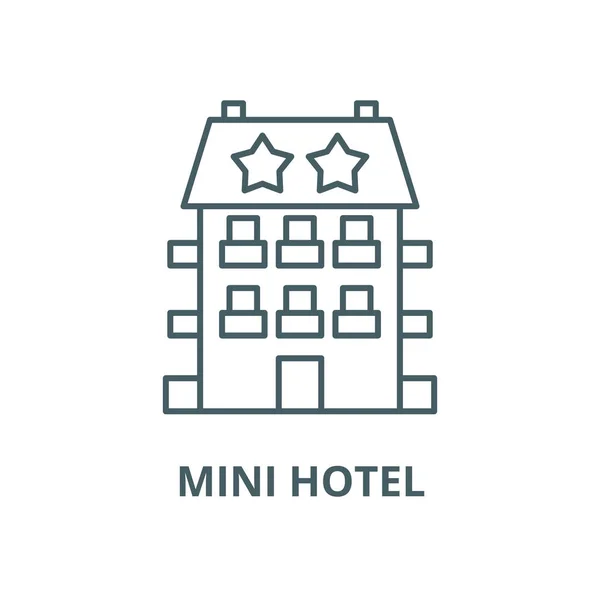 Mini otel vektör çizgisi simgesi, doğrusal konsept, anahat işareti, sembol — Stok Vektör