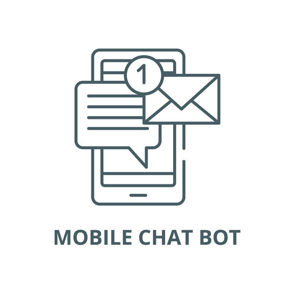 Mobile chat bot vector line icon, linear concept, outline sign, symbol