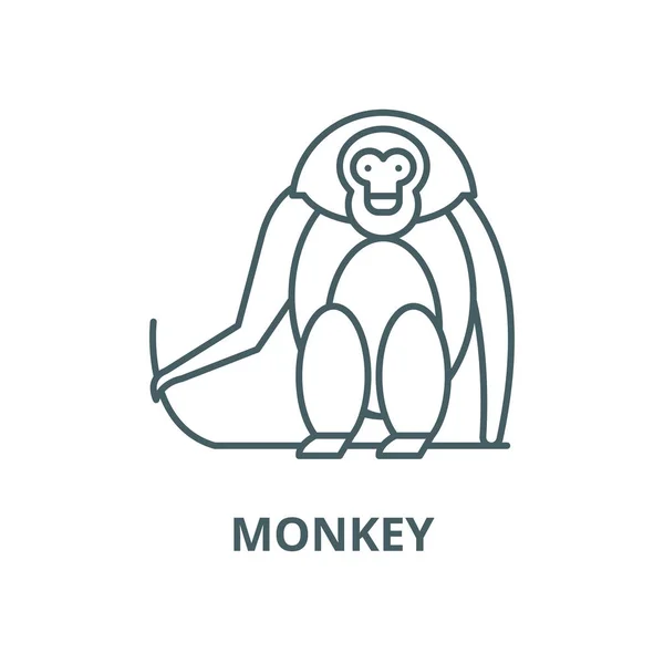 Maymun vektör çizgi simgesi, doğrusal kavram, anahat işareti, sembol — Stok Vektör