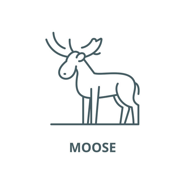 Moose vector line icon, linear concept, outline sign, symbol