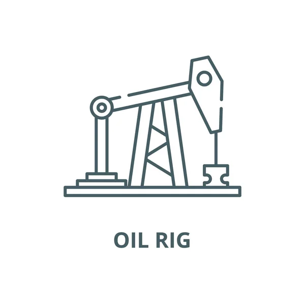 Olie rig vector lijn pictogram, lineair concept, omtrek teken, symbool — Stockvector