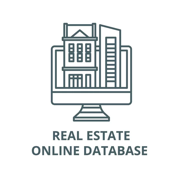 Banco de dados on-line de ícone de linha vetorial imobiliário, conceito linear, sinal de contorno, símbolo — Vetor de Stock