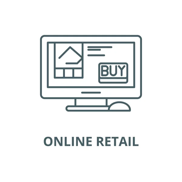 Icona della linea vettoriale di vendita al dettaglio online, concetto lineare, segno di contorno, simbolo — Vettoriale Stock