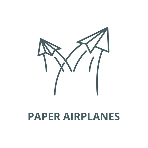 Paper airplanes vector line icon, linear concept, outline sign, symbol — Stock Vector