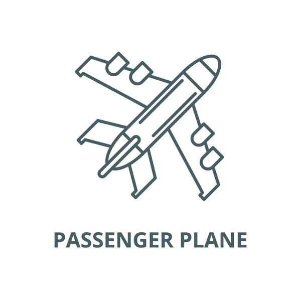Icono de línea de vector plano de pasajeros, concepto lineal, signo de contorno, símbolo — Vector de stock