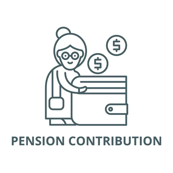 Contributi pensionistici icona della linea vettoriale, concetto lineare, segno di contorno, simbolo — Vettoriale Stock