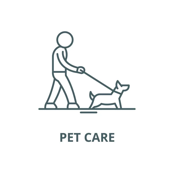 Cuidado de mascotas icono de línea vectorial, concepto lineal, signo de contorno, símbolo — Vector de stock