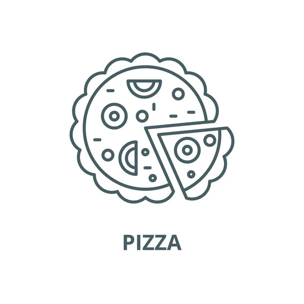 Ikona vektorové čáry pizzy, lineární koncept, značka osnovy, symbol — Stockový vektor