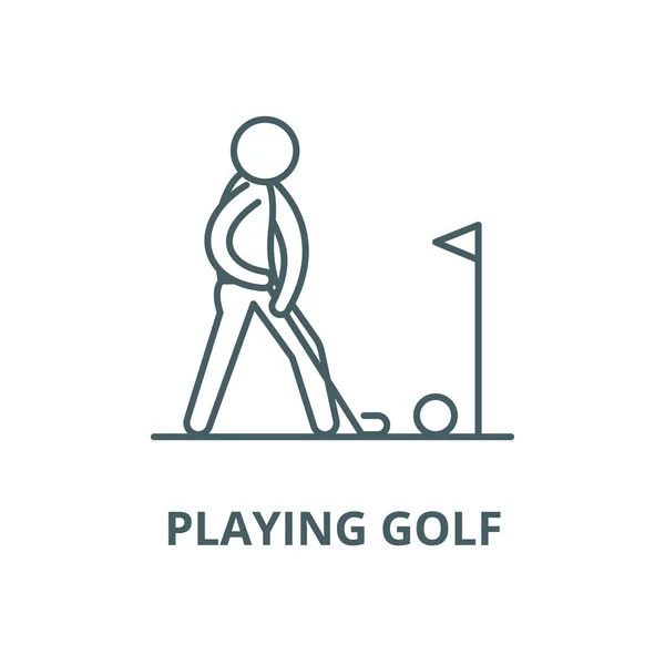 골프 벡터 라인 아이콘, 선형 개념, 윤곽 선, 기호 재생 — 스톡 벡터