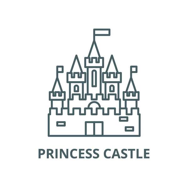 Princess castle vector line icon, linear concept, outline sign, symbol — Stock Vector