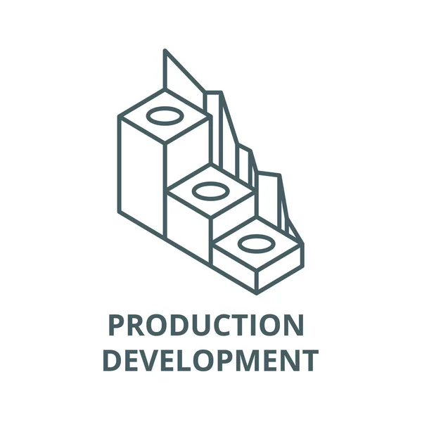 Desarrollo de la producción vector línea icono, concepto lineal, signo de contorno, símbolo — Archivo Imágenes Vectoriales