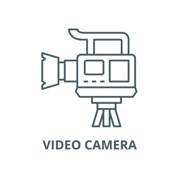 Professionelles Videokamera-Vektor-Liniensymbol, lineares Konzept, Umrisszeichen, Symbol — Stockvektor