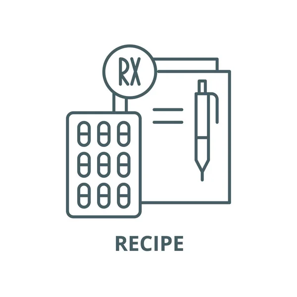 Ikona vektorového řádku receptu, lineární koncept, značka osnovy, symbol — Stockový vektor