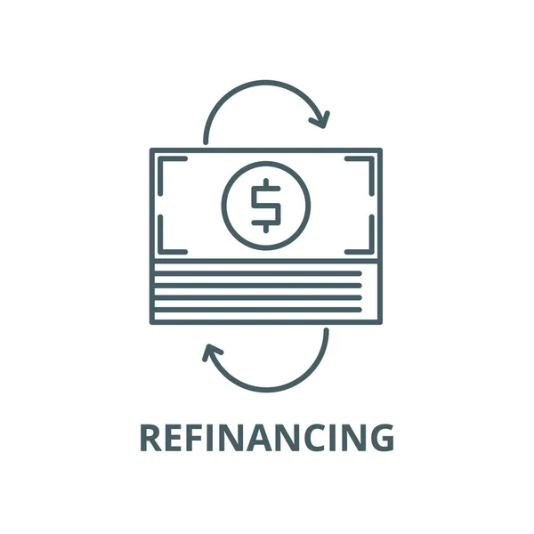 Ícone de linha vetorial de refinanciamento, conceito linear, sinal de contorno, símbolo — Vetor de Stock