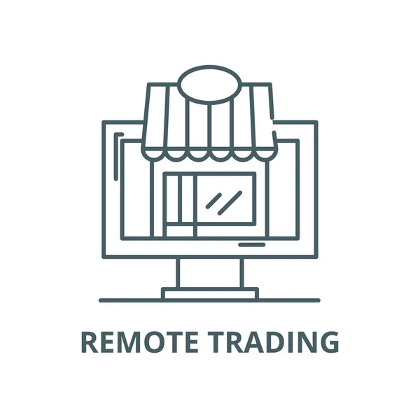 Remote Trading Vektor Line Icon, lineares Konzept, Umrisszeichen, Symbol — Stockvektor