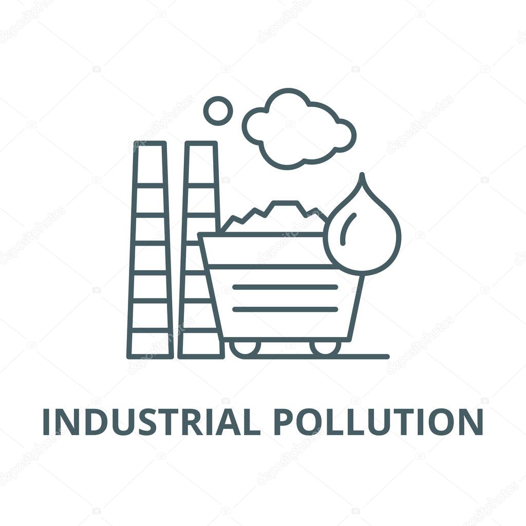 Industrial pollution vector line icon, linear concept, outline sign, symbol