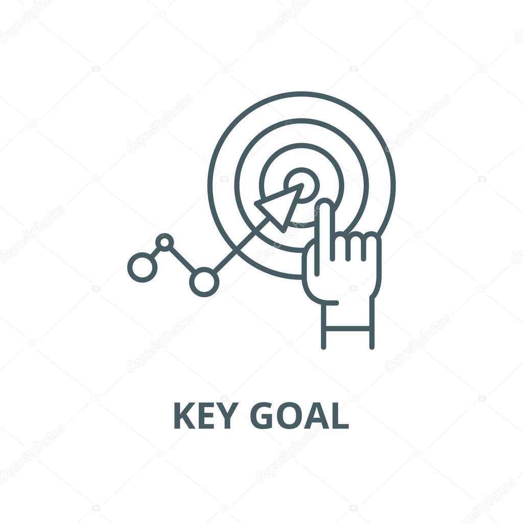 Key goal vector line icon, linear concept, outline sign, symbol