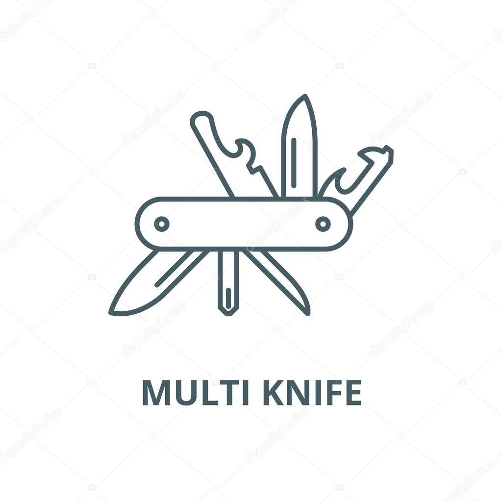 Multi knife vector line icon, linear concept, outline sign, symbol