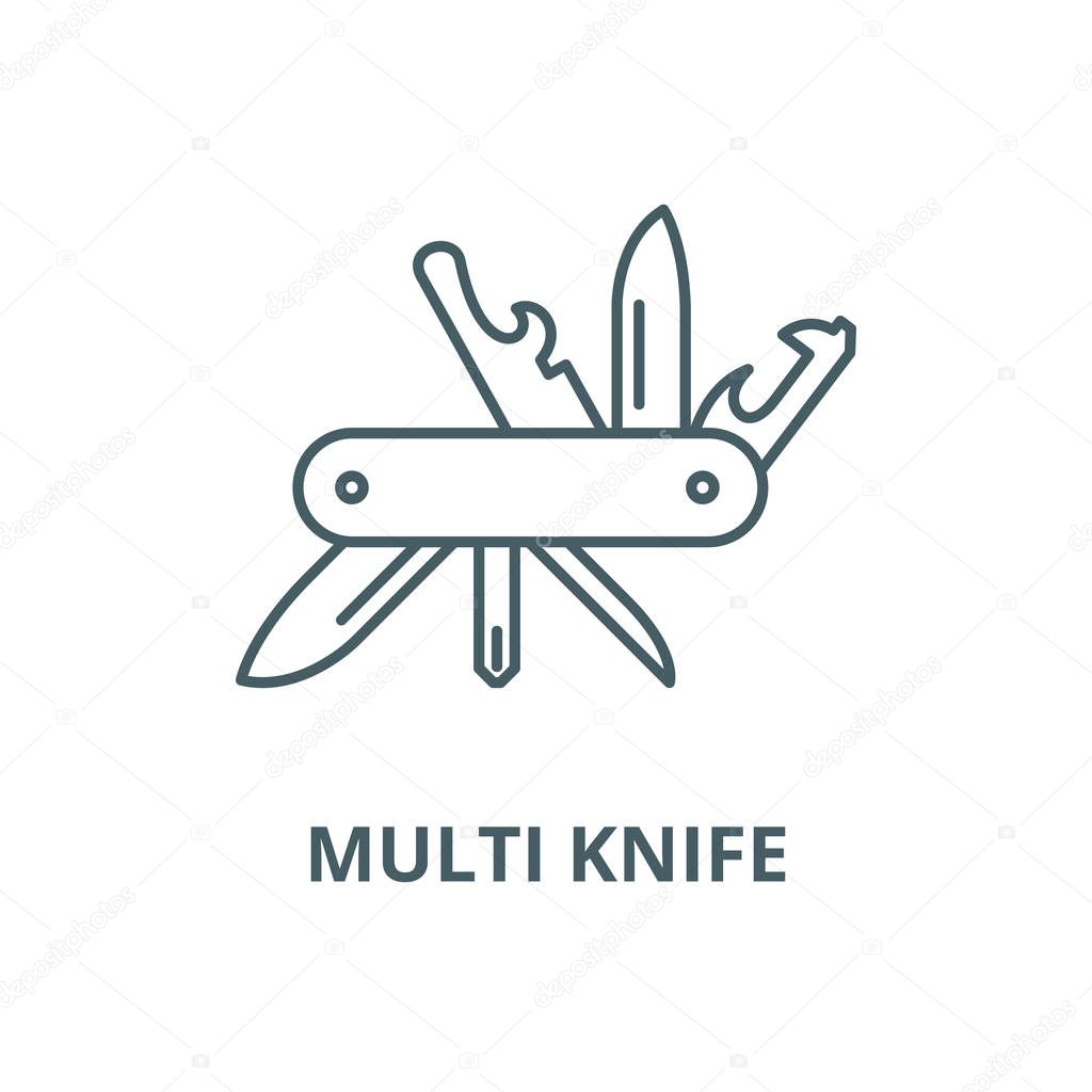 Multi knife vector line icon, outline concept, linear sign
