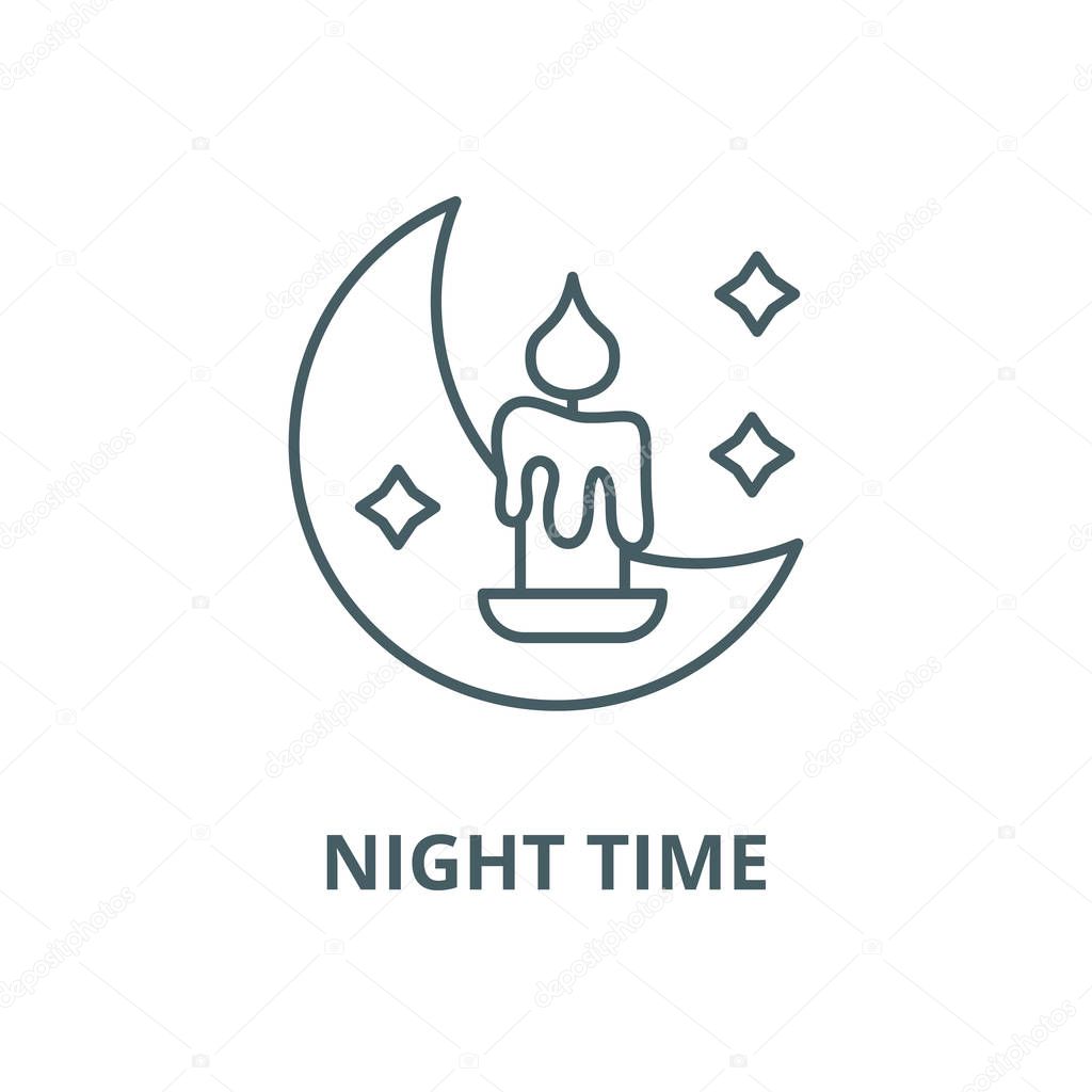 Night time vector line icon, outline concept, linear sign