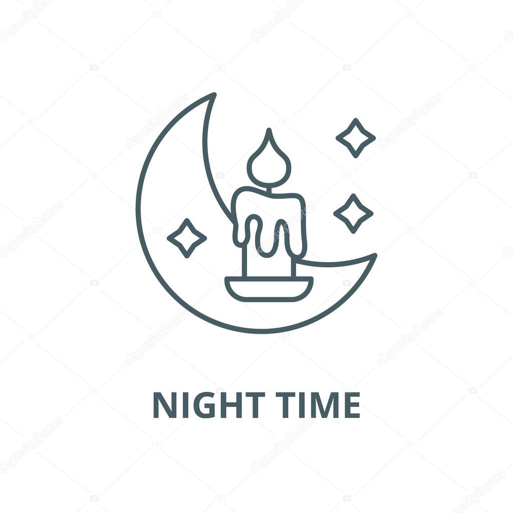 Night time vector line icon, linear concept, outline sign, symbol