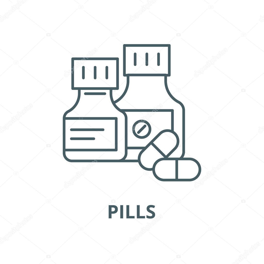 Pills vector line icon, linear concept, outline sign, symbol