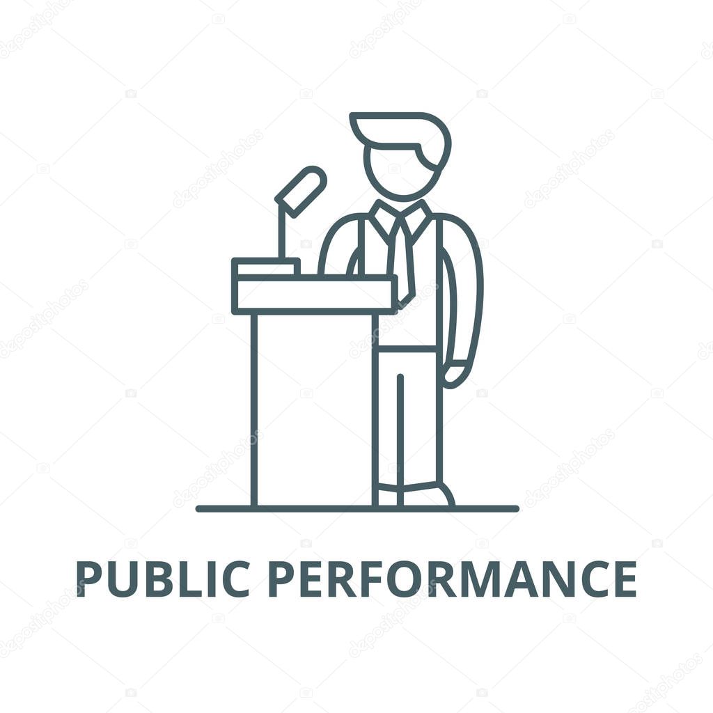 Public performance vector line icon, linear concept, outline sign, symbol