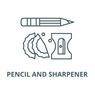 Pencil and sharpener vector line icon, linear concept, outline sign, symbol clipart