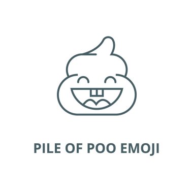 Poo emoji vektör çizgi simgesi, doğrusal kavram, anahat işareti, sembol yığını