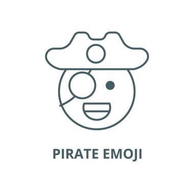 Korsan emoji vektör çizgi simgesi, doğrusal kavram, anahat işareti, sembol