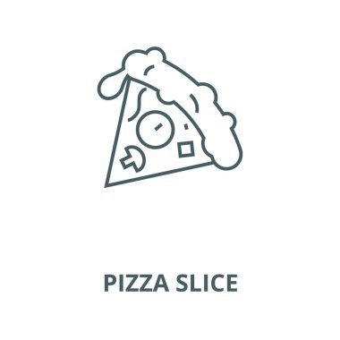 Pizza dilimi vektör çizgi simgesi, doğrusal kavram, anahat işareti, sembol