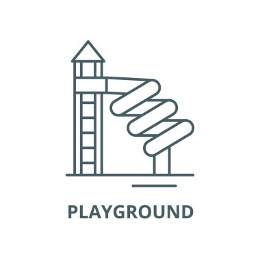 Oyun alanı vektör çizgisi simgesi, doğrusal kavram, anahat işareti, sembol