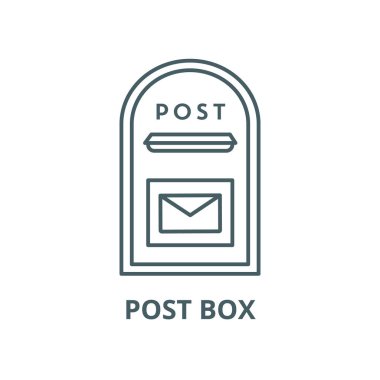 Posta kutusu vektör satırı simgesi, doğrusal kavram, anahat işareti, sembol