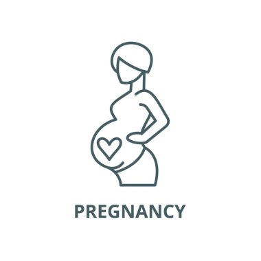 Gebelik vektör çizgi simgesi, doğrusal kavram, anahat işareti, sembol