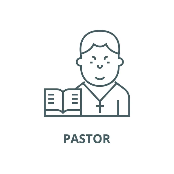 Pastor vector lijn pictogram, lineair concept, omtrek teken, symbool — Stockvector