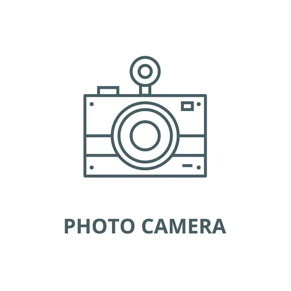 Photo camera vector line icon, linear concept, outline sign, symbol — Stock Vector