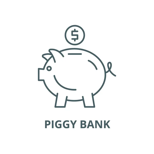 Piggy bank vektör çizgi simgesi, doğrusal kavram, anahat işareti, sembol — Stok Vektör