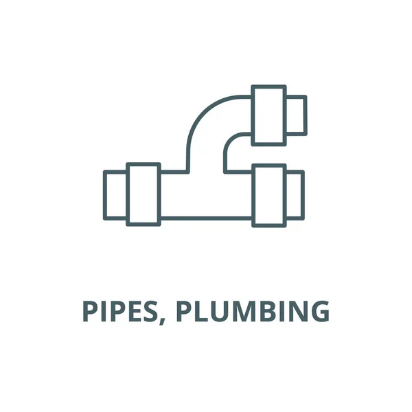 Pipes, plumbing vector line icon, linear concept, outline sign, symbol — Stock Vector
