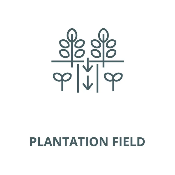 Campo de plantación vector línea icono, concepto lineal, signo de contorno, símbolo — Vector de stock