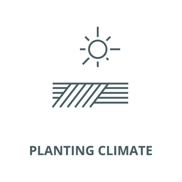 Plantio ícone de linha de vetor climático, conceito linear, sinal de contorno, símbolo — Vetor de Stock
