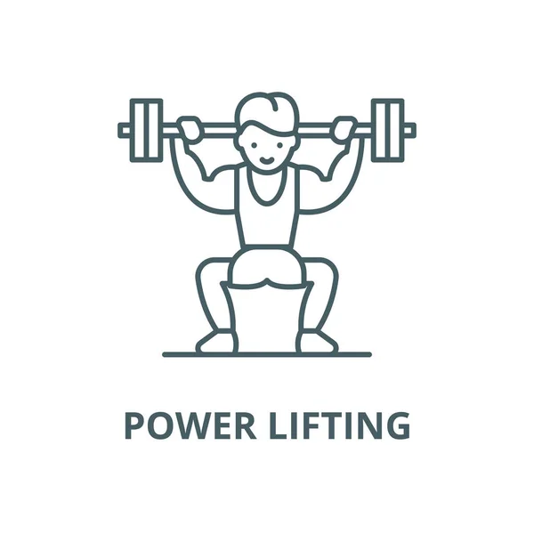 Power-Lifting-Vektor-Linie Symbol, lineares Konzept, Umrisszeichen, Symbol — Stockvektor