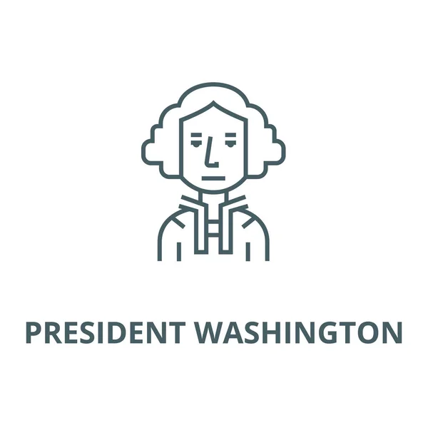 Prezident USA, Washington, judje ikona vektoru, lineární koncept, značka osnovy, symbol — Stockový vektor