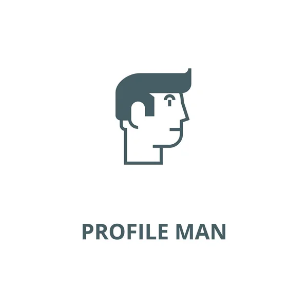 Profiel man vector lijn pictogram, lineair concept, omtrek teken, symbool — Stockvector