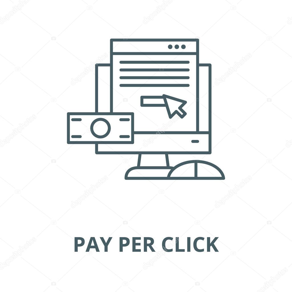 Pay per click vector line icon, linear concept, outline sign, symbol