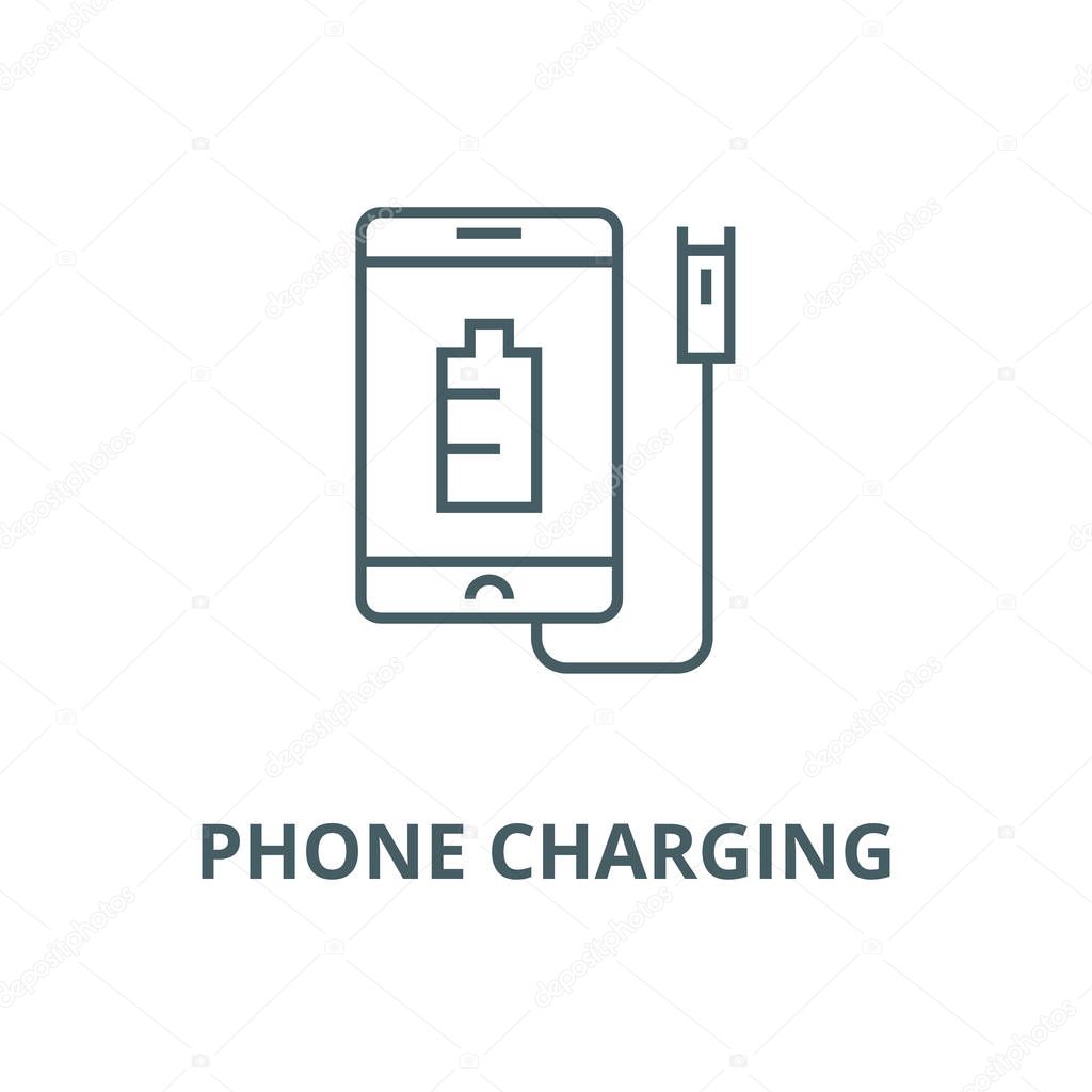 Phone charging vector line icon, linear concept, outline sign, symbol