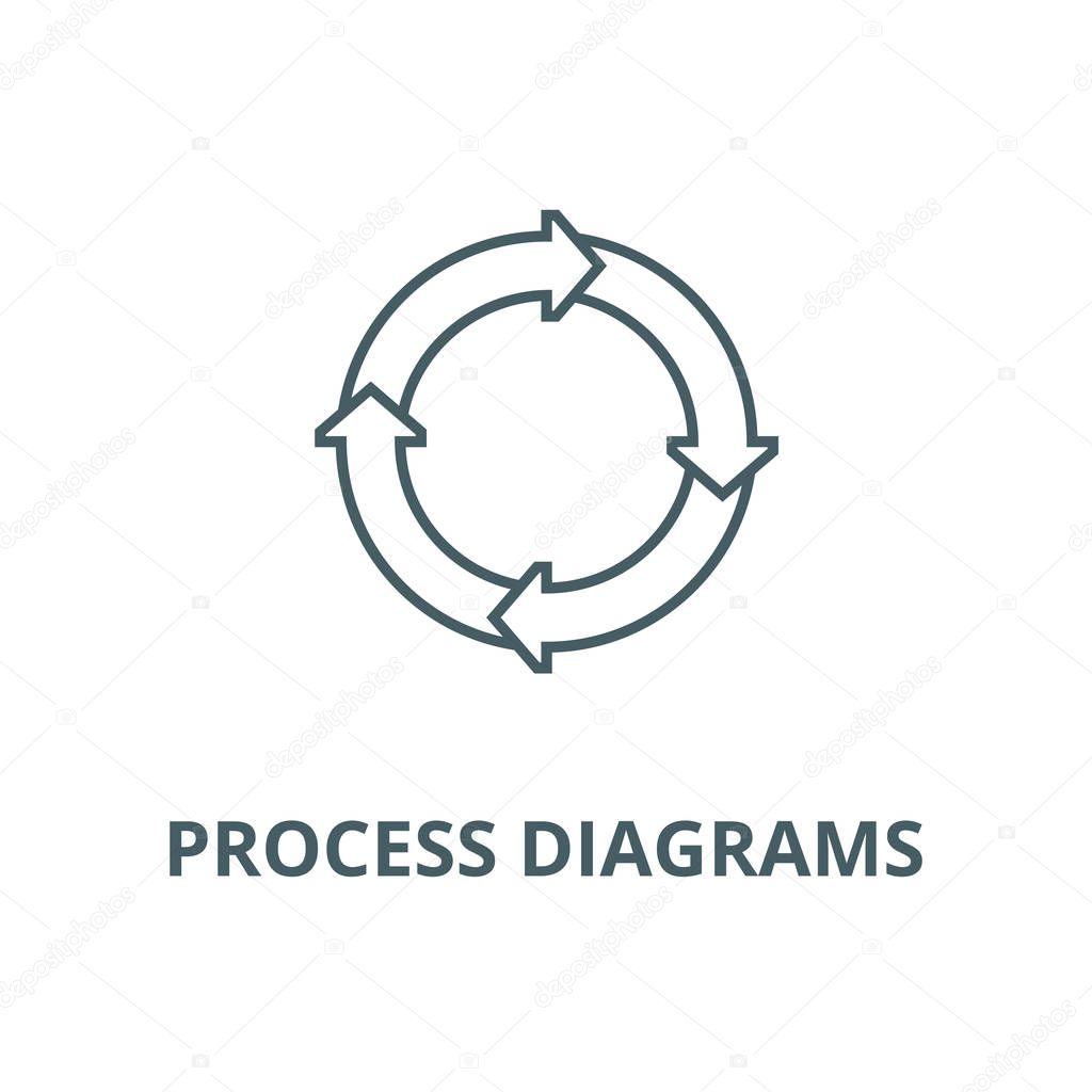 Process diagrams vector line icon, linear concept, outline sign, symbol