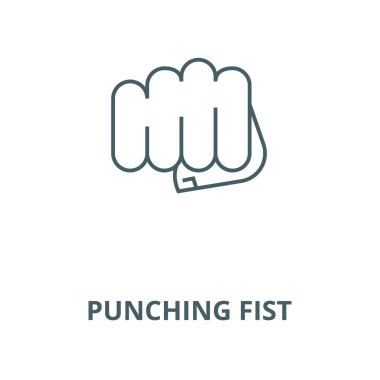 Yumruk lama yumruk vektör çizgi simgesi, doğrusal kavram, anahat işareti, sembol