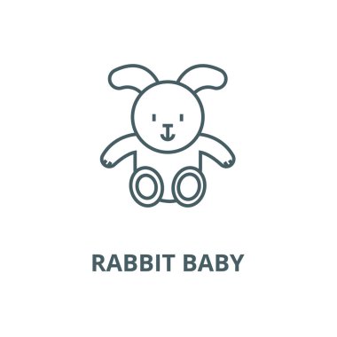 Tavşan bebek vektör çizgi simgesi, doğrusal kavram, anahat işareti, sembol